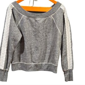 Abercrombie & Fitch Raglan Sweatshirt Size Small Heather Gray w/ Lace Overlay